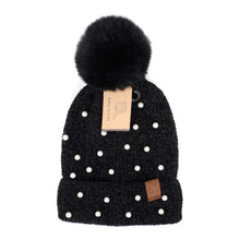 Load image into Gallery viewer, Women's Winter Hat - Pom Pom & Pearls Knit Hat