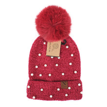 Load image into Gallery viewer, Women's Winter Hat - Pom Pom & Pearls Knit Hat