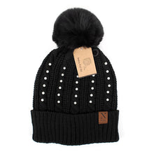 Load image into Gallery viewer, Women's Winter Hat - Pom Pom & Pearls Knit Hat