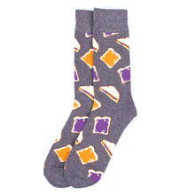 Load image into Gallery viewer, Parquet Men’s Jam & Bread Novelty Crew Socks – Gray