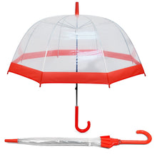 Load image into Gallery viewer, Parquet Clear Bubble Umbrella with Color Trim – Auto Open | Dome Shape Rain Umbrella