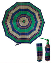 Load image into Gallery viewer, Nollia Compact Plaid Auto-Open Travel Umbrella – 12", Wind-Resistant, Green or Purple Plaid