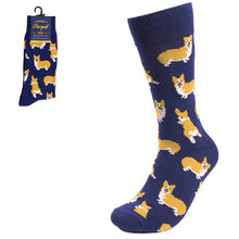 Load image into Gallery viewer, Parquet Men’s Dancing Dog Novelty Crew Socks – Gray or Navy