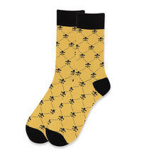 Load image into Gallery viewer, Feraricci Men’s Fleur-de-lis Novelty Crew Socks with Dotted Line – Yellow, Black, or Purple