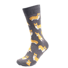 Load image into Gallery viewer, Parquet Men’s Dancing Dog Novelty Crew Socks – Gray or Navy