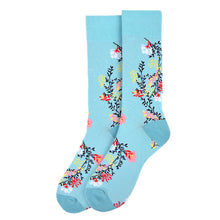 Load image into Gallery viewer, Parquet Men’s Floral Design Novelty Crew Socks – Sky Blue