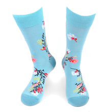 Load image into Gallery viewer, Parquet Men’s Floral Design Novelty Crew Socks – Sky Blue