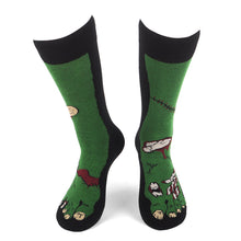 Load image into Gallery viewer, Parquet Men’s Zombie Feet Novelty Crew Socks – Black, Green & Red