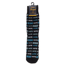 Load image into Gallery viewer, Parquet Men’s Vote Pattern Novelty Crew Socks – Black