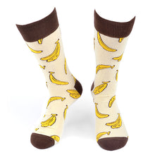 Load image into Gallery viewer, Parquet Men’s Banana Pattern Novelty Crew Socks – Yellow & Brown