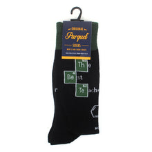 Load image into Gallery viewer, Parquet Men’s “The Best Teacher” Novelty Crew Socks – Black & Green