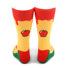 Load image into Gallery viewer, Parquet Men’s Ketchup Bottle Novelty Crew Socks – Yellow & Red