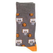 Load image into Gallery viewer, Parquet Men’s Basketball Hoop Novelty Crew Socks – Black or Gray