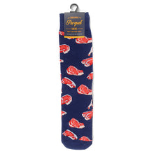 Load image into Gallery viewer, Parquet Men’s Meat Lover Novelty Crew Socks – Navy