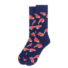 Load image into Gallery viewer, Parquet Men’s Meat Lover Novelty Crew Socks – Navy