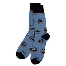 Load image into Gallery viewer, Parquet Men’s “Best Dad” Hat & Mustache Novelty Crew Socks – Blue or Gray
