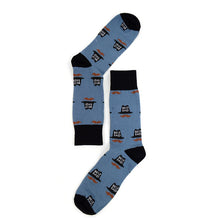 Load image into Gallery viewer, Parquet Men’s “Best Dad” Hat & Mustache Novelty Crew Socks – Blue or Gray