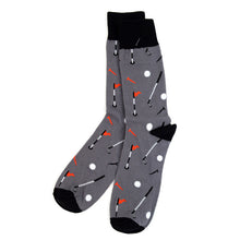 Load image into Gallery viewer, Parquet Men’s Golf Novelty Crew Socks – Grey & Black