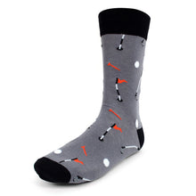Load image into Gallery viewer, Parquet Men’s Golf Novelty Crew Socks – Grey & Black