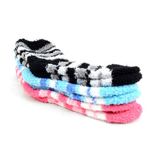 Load image into Gallery viewer, Nollia Women's Super Soft Fuzzy Winter Slipper Socks – 3 Pair Assorted Striped Set