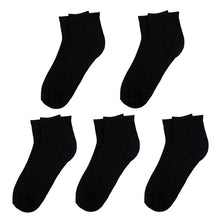Load image into Gallery viewer, Men's Quarter-Cut Socks – 5 Pairs, Black, Moisture-Wicking, Arch Support, Stretch Fabric, Size 10-13 (Fits Shoe Size 6-12.5)