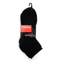 Load image into Gallery viewer, Men's Quarter-Cut Socks – 5 Pairs, Black, Moisture-Wicking, Arch Support, Stretch Fabric, Size 10-13 (Fits Shoe Size 6-12.5)