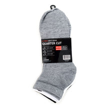 Load image into Gallery viewer, Men's Quarter-Cut Socks – 5 Pairs, Mixed Colors (2 Black, 2 White, 1 Gray), Moisture-Wicking, Arch Support, Stretch Fabric, Size 10-13 (Fits Shoe Size 6-12.5)