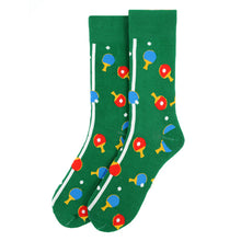 Load image into Gallery viewer, Parquet Men’s Ping Pong Pattern Novelty Crew Socks – Green