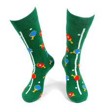 Load image into Gallery viewer, Parquet Men’s Ping Pong Pattern Novelty Crew Socks – Green