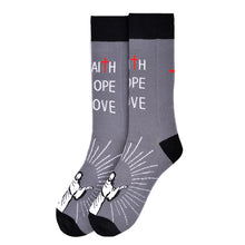 Load image into Gallery viewer, Parquet Men’s Faith Hope Love Novelty Crew Socks