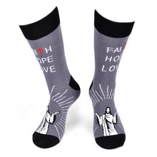 Load image into Gallery viewer, Parquet Men’s Faith Hope Love Novelty Crew Socks