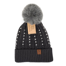 Load image into Gallery viewer, Women's Winter Hat - Pom Pom & Pearls Knit Hat
