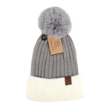 Load image into Gallery viewer, Women's Winter Hat - Pom Pom Two-Tone Knit Hat