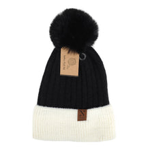 Load image into Gallery viewer, Women's Winter Hat - Pom Pom Two-Tone Knit Hat