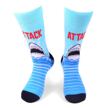 Load image into Gallery viewer, Parquet Men’s Shark Attack Novelty Crew Socks