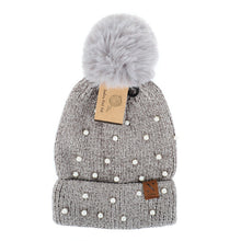 Load image into Gallery viewer, Women's Winter Hat - Pom Pom & Pearls Knit Hat