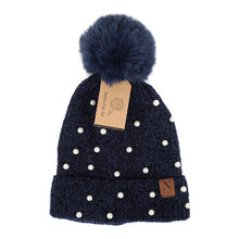 Load image into Gallery viewer, Women's Winter Hat - Pom Pom & Pearls Knit Hat
