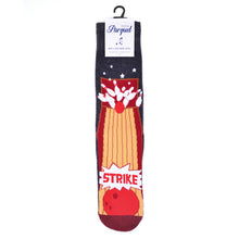 Load image into Gallery viewer, Parquet Men’s Bowling STRIKE Novelty Crew Socks – Black