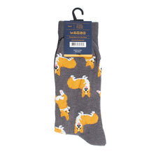 Load image into Gallery viewer, Parquet Men’s Dancing Dog Novelty Crew Socks – Gray or Navy