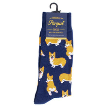Load image into Gallery viewer, Parquet Men’s Dancing Dog Novelty Crew Socks – Gray or Navy