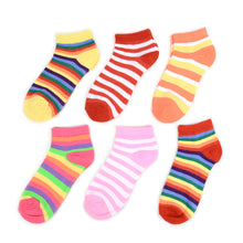 Load image into Gallery viewer, Women's Socks - Color Striped Low Cut - Assorted 6 Pack