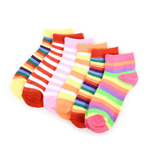 Load image into Gallery viewer, Women's Socks - Color Striped Low Cut - Assorted 6 Pack