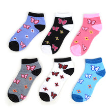 Load image into Gallery viewer, Women's Socks - Butterflies Low Cut - Assorted 6 Pack