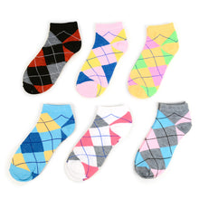 Load image into Gallery viewer, Women's Socks - Argyle Low Cut Socks - Assorted 6 Pack