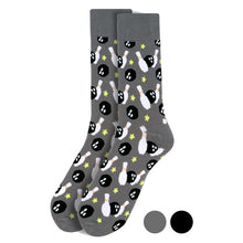 Load image into Gallery viewer, Parquet Men’s Bowling Ball Novelty Crew Socks – Gray or Black