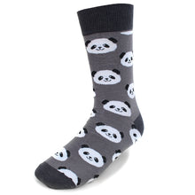 Load image into Gallery viewer, Parquet Men’s Panda Pattern Crew Socks – Gray