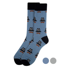 Load image into Gallery viewer, Parquet Men’s “Best Dad” Hat & Mustache Novelty Crew Socks – Blue or Gray