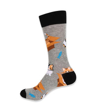 Load image into Gallery viewer, Parquet Men’s Cat in a Box Novelty Crew Socks – Navy or Gray