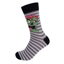 Load image into Gallery viewer, Parquet Men’s Zombie Halloween Novelty Crew Socks – Gray & Black