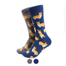 Load image into Gallery viewer, Parquet Men’s Dancing Dog Novelty Crew Socks – Gray or Navy
